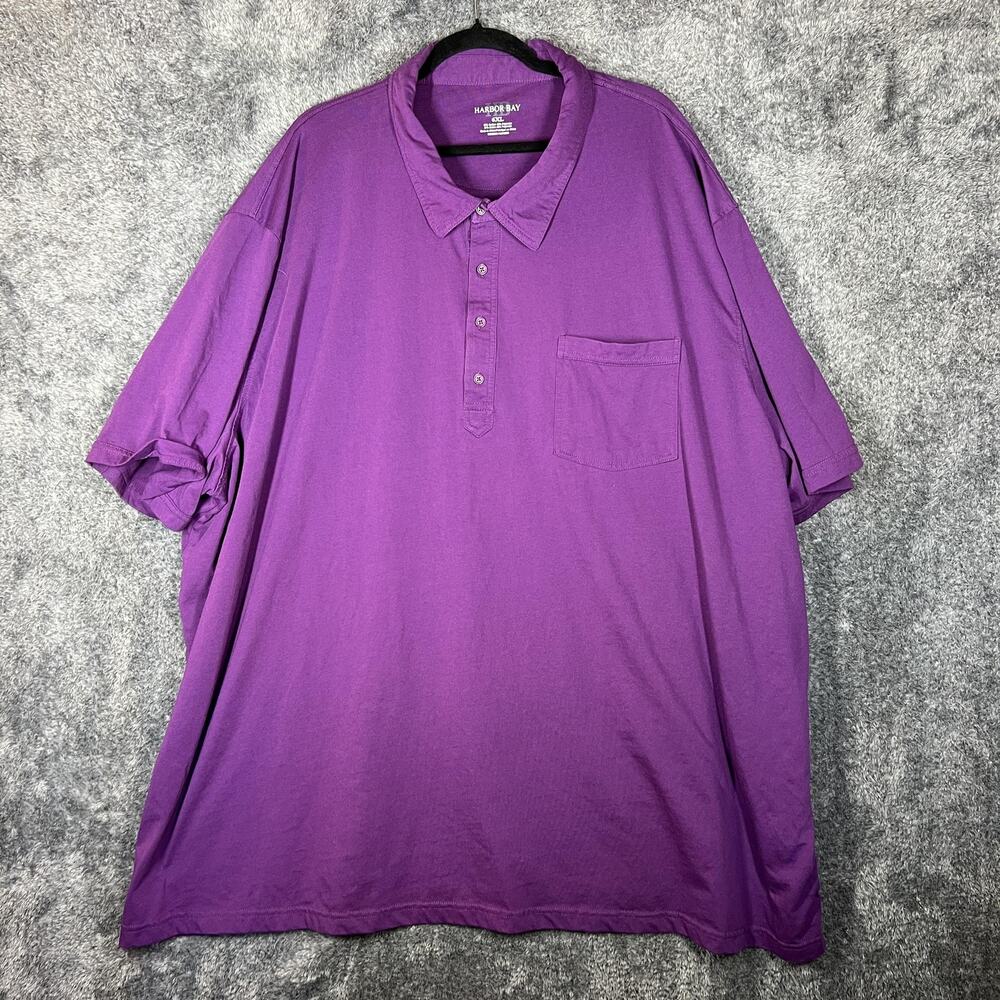 Harbor Bay Polo Shirt Mens 6XL Big & Tall Purple Solid Pocket Casual Jersey